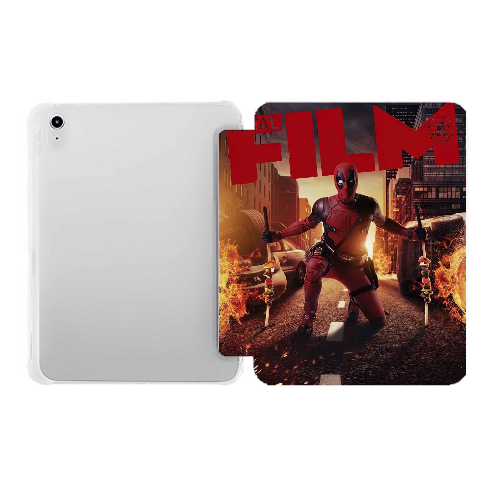 （画像用） Deadpool デッドプール IPad ケース ペン収納付き 三つ折りスタンド PUレザー×シリコン 対応機種9.5/10.5/10.9インチ